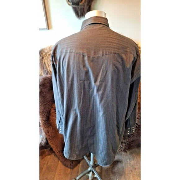 Ely Cattleman Pearl Snap Button Shirt Men's XL Tall Black - Picture 2 of 6
